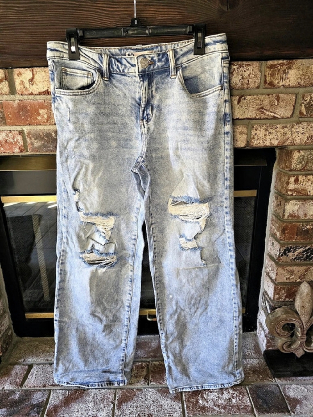 SO High Rise Boyfriend Distressed Blue Jeans Waist 28